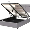 ModernLuxe Fluwelen Bed-Gestoffeerd Opbergbed 140X200Cm - Fluwelen Stof - Met Led En Bluetooth Speler - Grijs