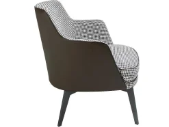 Angel Cerda Fauteuil Kunstleer-Gestoffeerde Armstoel In Houndstooth Stof 5011