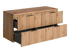 Vente-unique Wastafelmeubel-Gestreept Hangend Meubel Onder Wastafel Met Plank - Licht Naturel - L120 Cm - Zevara