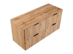 Vente-unique Wastafelmeubel-Gestreept Hangend Meubel Onder Wastafel Met Plank - Licht Naturel - L120 Cm - Zevara