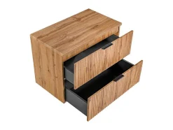 Vente-unique Wastafelmeubel-Gestreept Hangend Meubel Onder Wastafel Met Plank - Licht Naturel - L80 Cm - Zevara