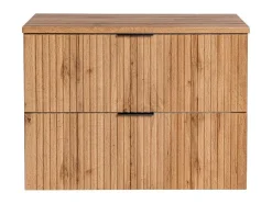 Vente-unique Wastafelmeubel-Gestreept Hangend Meubel Onder Wastafel Met Plank - Licht Naturel - L80 Cm - Zevara