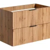 Vente-unique Wastafelmeubel-Gestreept Hangend Meubel Onder Wastafel - Licht Naturel - L80 Cm - Zevara