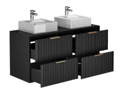 Vente-unique Dubbele Wastafel-Gestreept Hangmeubel Voor Badkamer Met Wastafel Om Te Plaatsen - Zwart - L120 Cm - Zevara