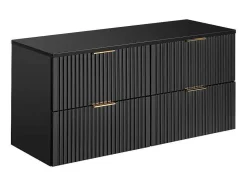Vente-unique Dubbele Wastafel-Gestreept Hangmeubel Voor Badkamer Met Wastafel Om Te Plaatsen - Zwart - L120 Cm - Zevara