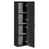 Vente-unique Badkamerkast-Gestreepte Hangende Badkamerkolom - Zwart - H140 Cm - Zevara