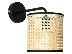OZAIA Wandlamp-Gevlochten Wandlamp In Etnische Stijl - Neirobi - Ijzer En Rotan - H25 Cm - Zwart En Naturel