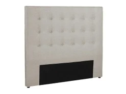 Vente-unique Hoofdeinde En Brugkast-Gewatteerd Hoofdbord Francesco - 140 Cm - Stof - Beige