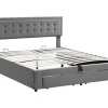 ModernLuxe Fluwelen Bed-Gewatteerd Opbergbed 160X200Cm In Fluweel Met Lade + Lattenbodem - Grijs (Zonder Matras)