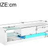 Vente-unique Tv-Meubel-Glanzend Tv-Meubel Met 2 Deuren En 2 Glazen Planken - Spaanplaat - Led'S - Wit