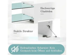 Vente-unique Tv-Meubel-Glanzend Tv-Meubel Met 2 Deuren En 2 Glazen Planken - Spaanplaat - Led'S - Wit