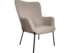 Vente-unique Fauteuil Met Holle Rugleuning-Glasgow Fauteuil Boucle Bruin.