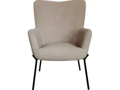 Vente-unique Fauteuil Met Holle Rugleuning-Glasgow Fauteuil Boucle Bruin.