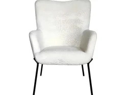 Vente-unique Fauteuil Met Holle Rugleuning-Glasgow Fauteuil Boucle Wit.