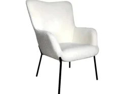 Vente-unique Fauteuil Met Holle Rugleuning-Glasgow Fauteuil Boucle Wit.