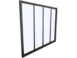 Vente-unique Glazen Binnenraam-Glazen Binnenraam Bayview Van Aluminium Met Zwarte Poedercoating - 120 X 105 Cm