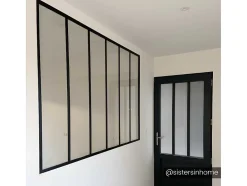 Vente-unique Glazen Binnenraam-Glazen Binnenraam Bayview Van Alumimium Met Zwarte Poedercoating - 180 X 130 Cm