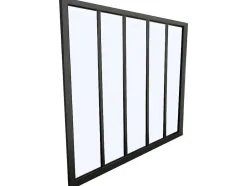 Vente-unique Glazen Binnenraam-Glazen Binnenraam Bayview Van Aluminium Met Zwarte Poedercoating - 150 X 130 Cm