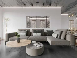 Vente-unique Glazen Binnenraam-Glazen Binnenraam In Aluminium Met Poedercoating - 210 X 105 Cm - Zwart - Bayview