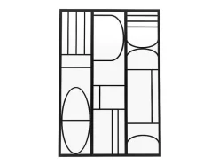 Vente-unique Glazen Binnenraam-Glazen Binnenraam Van Gepoederlakt Aluminium In Art-Decostijl 90 X 130 Cm Zwart Coubarta