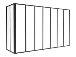 Vente-unique Glazen Binnenraam-Glazen Hoekbinnenraam In Industriele Stijl In Gepoederlakt Aluminium L210 X L60 X H130 Zwart Bayview