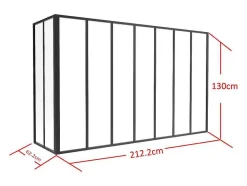 Vente-unique Glazen Binnenraam-Glazen Hoekbinnenraam In Industriele Stijl In Gepoederlakt Aluminium L210 X L60 X H130 Zwart Bayview