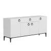 EPIKASA Buffetkast-Gloria Multifunctioneel Kabinet, Wit, Zwart, 160X42X75 Cm,