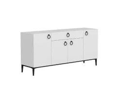 EPIKASA Buffetkast-Gloria Multifunctioneel Kabinet, Wit, Zwart, 160X42X75 Cm,