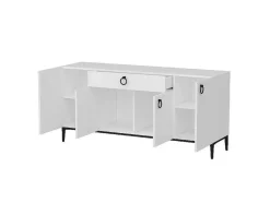 EPIKASA Buffetkast-Gloria Multifunctioneel Kabinet, Wit, Zwart, 160X42X75 Cm,