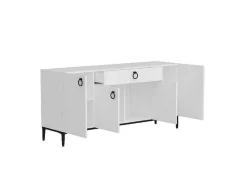 EPIKASA Buffetkast-Gloria Multifunctioneel Kabinet, Wit, Zwart, 160X42X75 Cm,