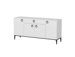 EPIKASA Buffetkast-Gloria Multifunctioneel Kabinet, Wit, Zwart, 160X42X75 Cm,