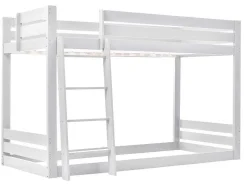 ModernLuxe Kinderbed Stapelbed-Grenen Stapelbed Met Plank En Glijbaan + Lattenbodem - 90X200Cm - Wit