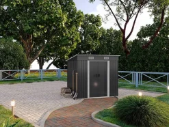 EXPERTLAND Tuinhuis-Grijs Metalen Tuinhuisje Van Gegalvaniseerd Staal 2,3 M - Manso