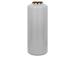 OZAIA Decoratieobject Voor Binnen-Grote Geemailleerde Metalen Vaas - D. 19 X H. 50 Cm - Grijs En Goud - Goriat