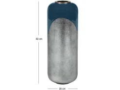 OZAIA Decoratieobject Voor Binnen-Grote Geemailleerde Metalen Vaas - D. 30 X H. 82 Cm - Zwart Met Bladzilver - Perlin