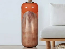 OZAIA Decoratieobject Voor Binnen-Grote Geemailleerde Metalen Vaas - D. 30 X H. 82 Cm - Terracotta En Koperblad - Perlin