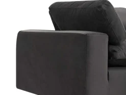 Vente-unique Fluweel / Suede-Grote Hoekbank Met Hoek Links Van Antracietgrijs Velours Amaury