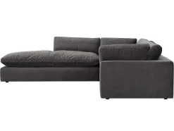 Vente-unique Fluweel / Suede-Grote Hoekbank Met Hoek Links Van Antracietgrijs Velours Amaury