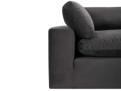 Vente-unique Fluweel / Suede-Grote Hoekbank Met Hoek Links Van Antracietgrijs Velours Amaury