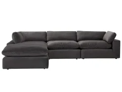Vente-unique Fluweel / Suede-Grote Hoekbank Met Hoek Links Van Antracietgrijs Velours Amaury