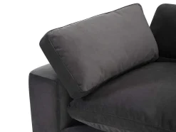 Vente-unique Fluweel / Suede-Grote Hoekbank Met Hoek Links Van Antracietgrijs Velours Amaury
