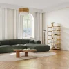 Maison Céphy Aanbiedingen: Zitbank & Fauteuil-Grote Hoekbank Met Hoek Rechts Van Groene Gechineerde Stof Pogni Van Maison Cephy