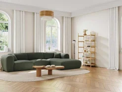 Maison Céphy Aanbiedingen: Zitbank & Fauteuil-Grote Hoekbank Met Hoek Rechts Van Groene Gechineerde Stof Pogni Van Maison Cephy