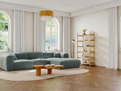 Maison Céphy Hoekbank-Grote Hoekbank Met Hoek Rechts Van Blauwe Stof Met Textuur Pogni Van Maison Cephy
