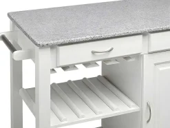 Vente-unique Keukenmeubel-Grote Keukentrolley Op Wielen Owen - 1 Deur & 2 Laden - Hevea En Graniet