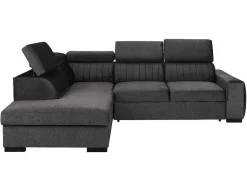 Vente-unique Speciale Modellen Zitbanken & Fauteuils-Grote Slaapbank Met Hoek Links In Antraciet Stof Larica