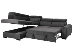 Vente-unique Speciale Modellen Zitbanken & Fauteuils-Grote Slaapbank Met Hoek Links In Antraciet Stof Larica