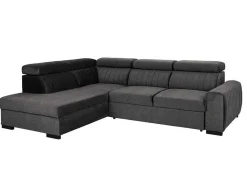 Vente-unique Speciale Modellen Zitbanken & Fauteuils-Grote Slaapbank Met Hoek Links In Antraciet Stof Larica