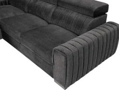 Vente-unique Speciale Modellen Zitbanken & Fauteuils-Grote Slaapbank Met Hoek Links In Antraciet Stof Larica