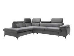 PASCAL MORABITO Fluweel / Suede-Grote Slaapbank Met Linkse Hoek In Antracietgrijs Fluweel Samara Van